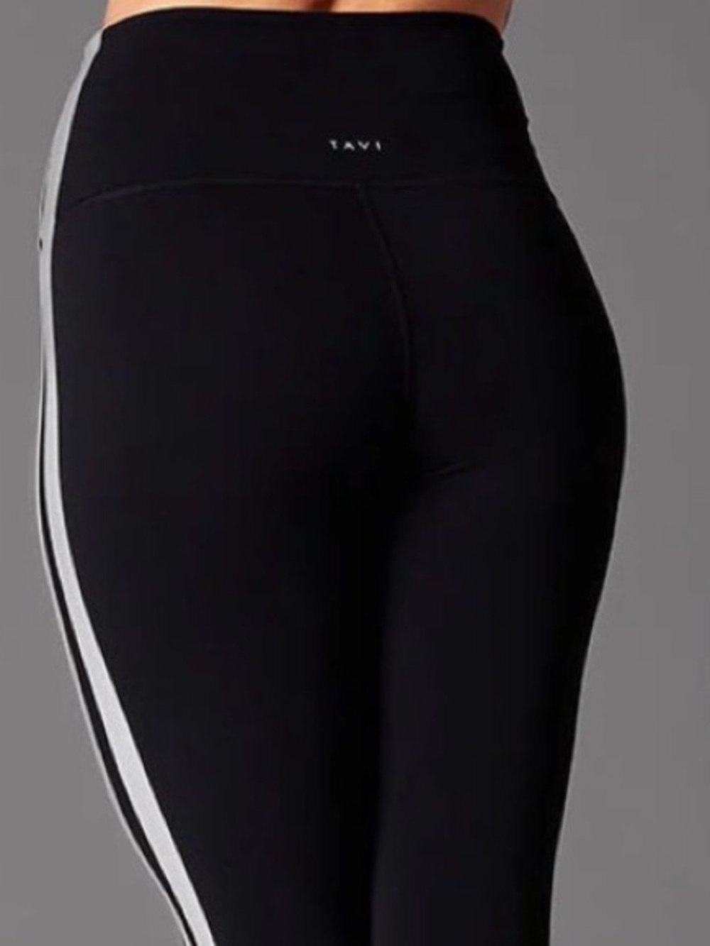 Tavi Black High-Waist Leggings with Side Stripe